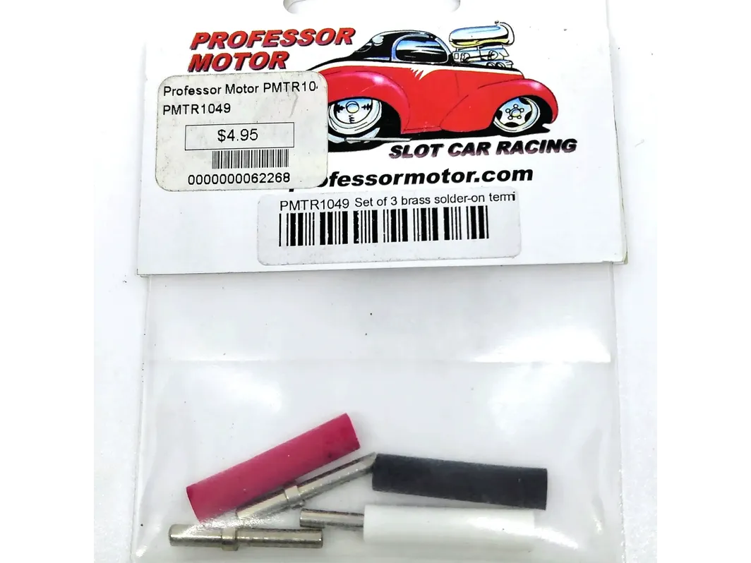 Professor Motor PMTR1049 Set of 3 brass solder-on terminals for direct connection to Carrera terminal track