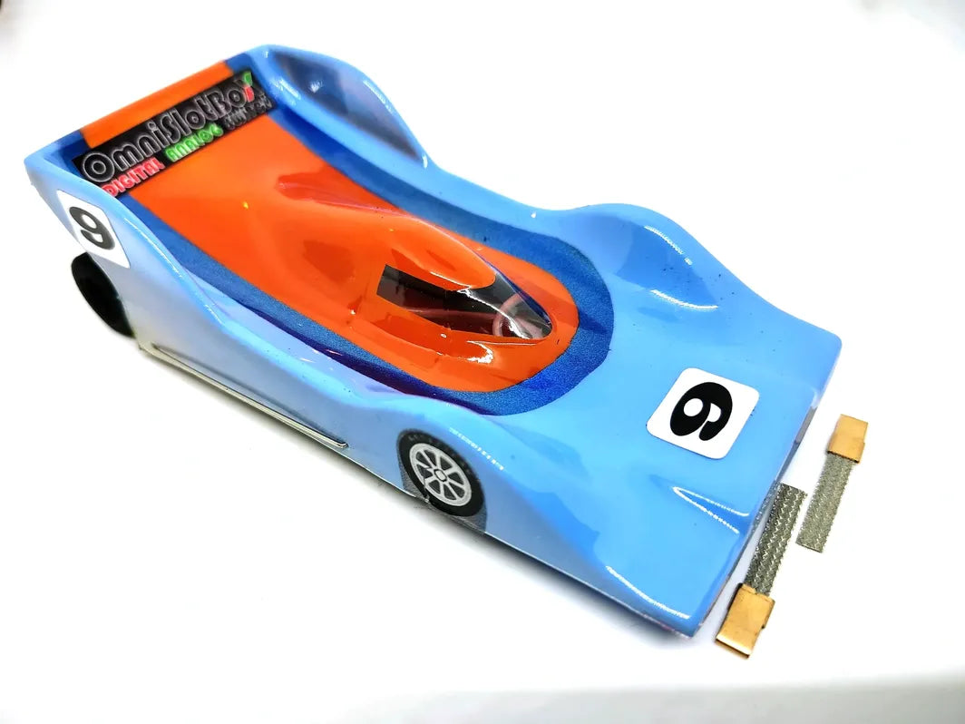 JK Direct Drive 1/32 slot car - UPGRADED Peugeot in Gulf colors.
