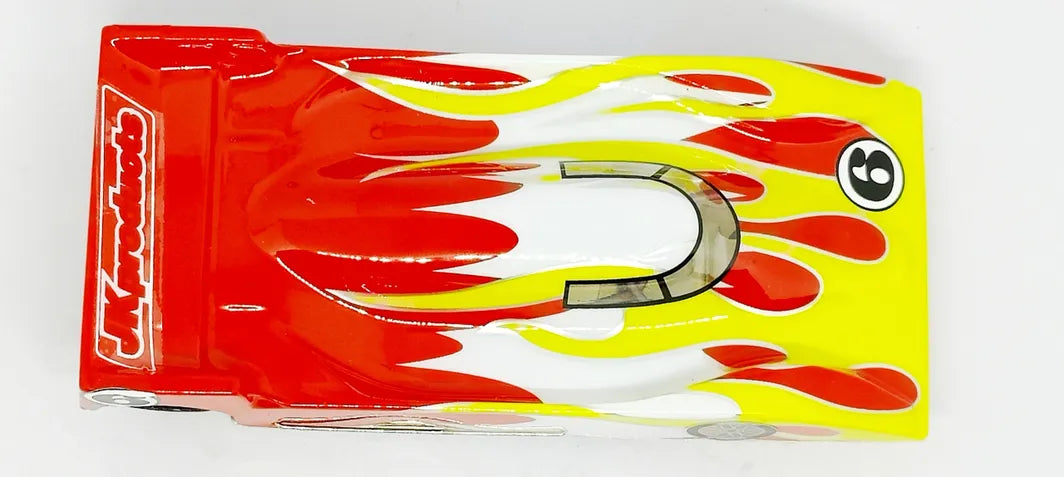 JK Direct Drive 1/32 slot car - Mazda Dyson yellow, white, red