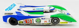 JK Cheetah Anglewinder steel 1/32 Slot Car - Mazda Dyson green, white, blue