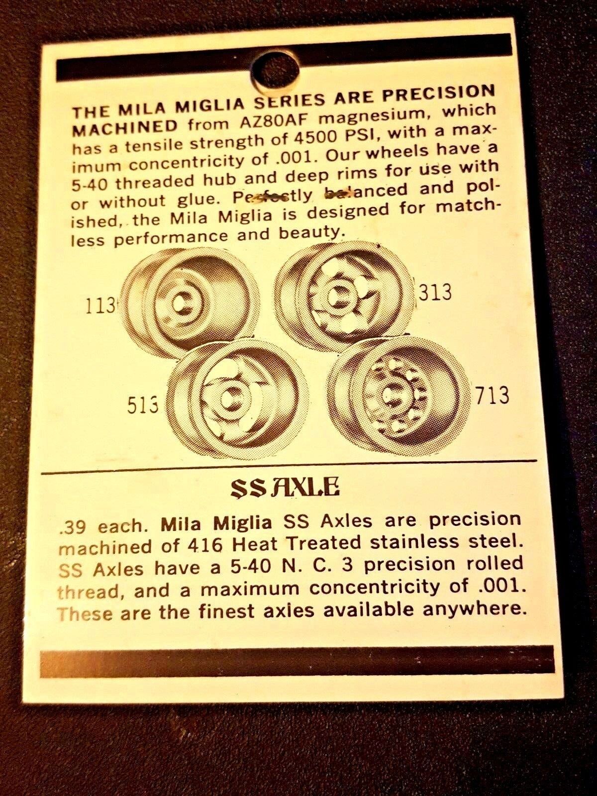 Mila Miglia Precision Magnesium Wheels #300 Five hole 1/8" 5-40 threaded 1pr.