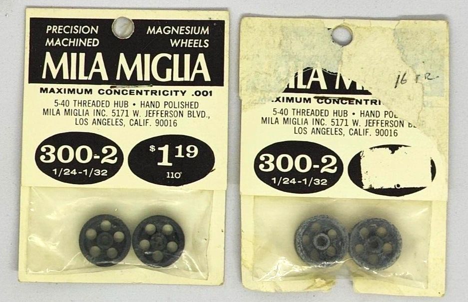 Mila Miglia Precision Magnesium Wheels #300-2 Five hole 1/8" 5-40 threaded 2 pr.