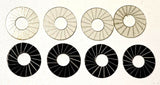 Vintage Spoke wheel inserts Aluminum & acetate. .0475"OD .175"ID Set of four.