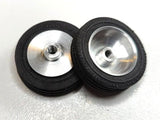 Wheels, 1960's vintage. 24mm dia. x 5.5mm wide. 15/16" X 7/32" 5-40 threaded axle.