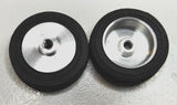 Wheels, 1960's vintage. 24mm dia. x 5.5mm wide. 15/16" X 7/32" 5-40 threaded axle.