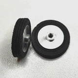 Wheels, 1960's vintage. 24mm dia. x 5.5mm wide. 15/16" X 7/32" 5-40 threaded axle.