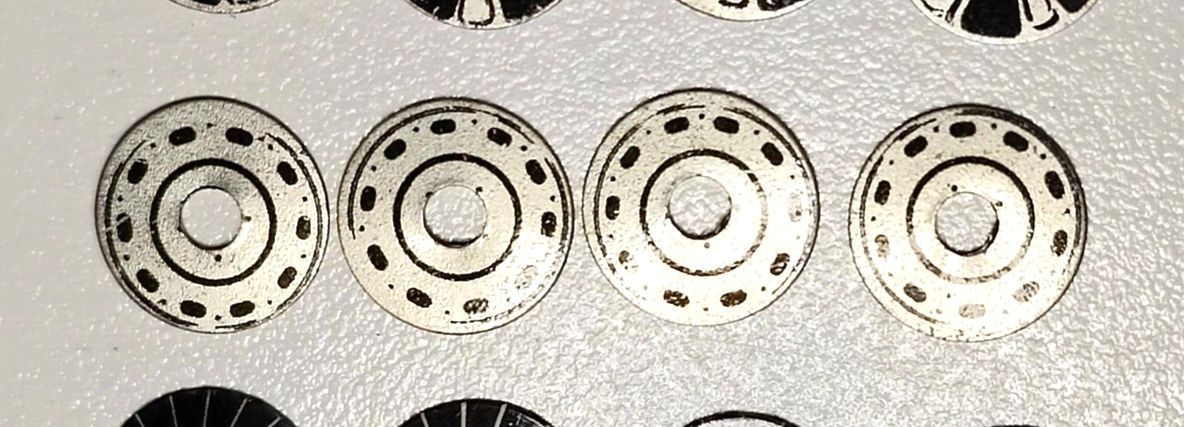 Wheel inserts, Vintage Jaguar aluminum .0475"OD .125"ID Set of four.