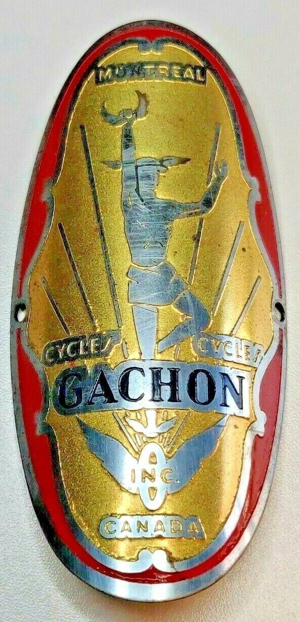 Gachon Montreal Canada vintage nameplate / headbadge. 77 mm high RARE