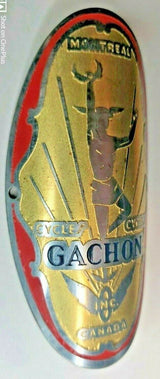 Gachon Montreal Canada vintage nameplate / headbadge. 77 mm high RARE