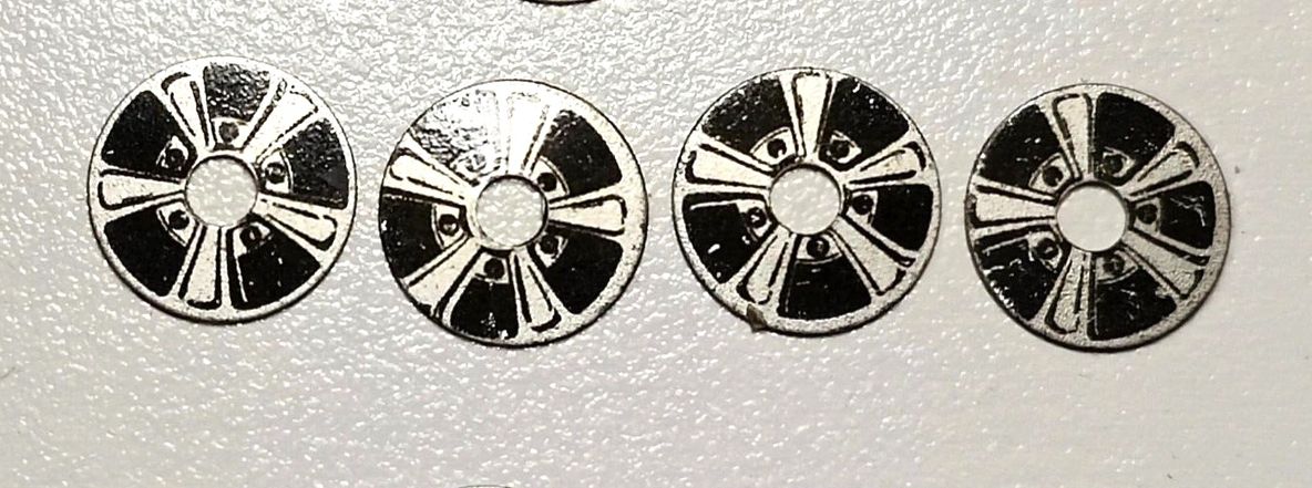 Wheel inserts, Vintage 5 Spoke aluminum .0475"OD .125"ID Set of four.