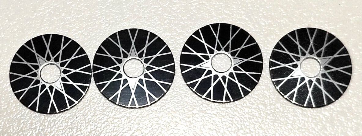 Wheel inserts, vintage VIP aluminum Spoke 1/2" OD .1/8"ID Set of four.