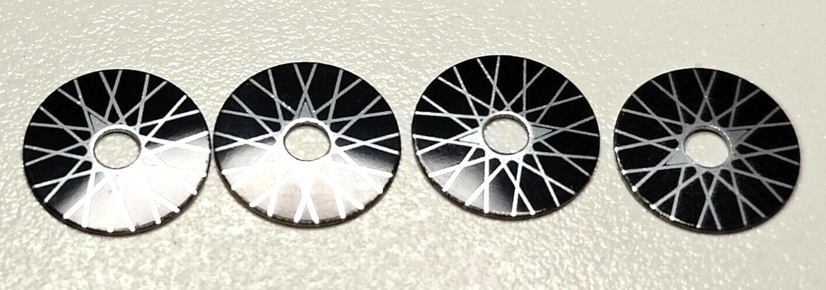 Wheel inserts, vintage VIP aluminum Spoke 1/2" OD .1/8"ID Set of four.